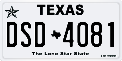 TX license plate DSD4081