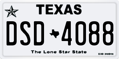 TX license plate DSD4088