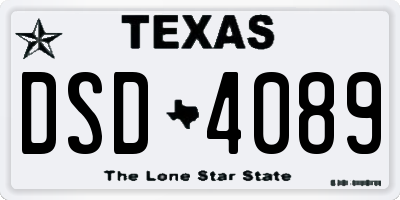 TX license plate DSD4089