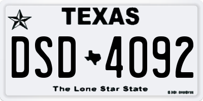 TX license plate DSD4092