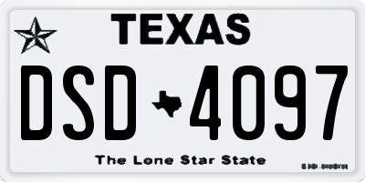 TX license plate DSD4097
