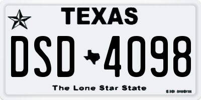 TX license plate DSD4098