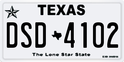 TX license plate DSD4102