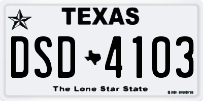 TX license plate DSD4103