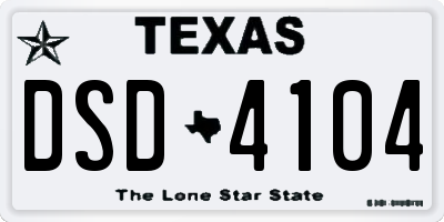 TX license plate DSD4104