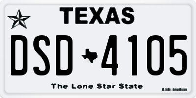 TX license plate DSD4105