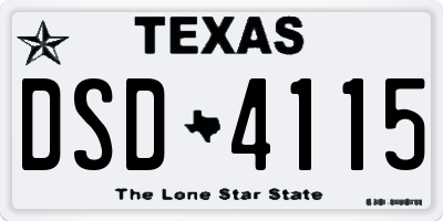TX license plate DSD4115