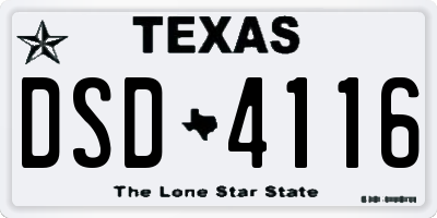 TX license plate DSD4116