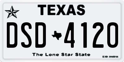 TX license plate DSD4120