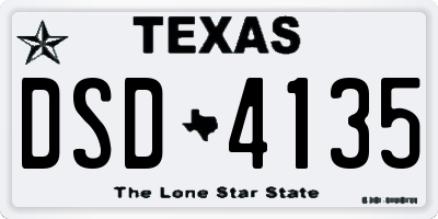 TX license plate DSD4135