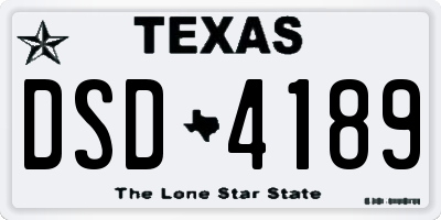 TX license plate DSD4189