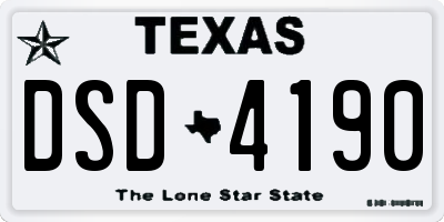 TX license plate DSD4190