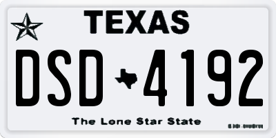 TX license plate DSD4192