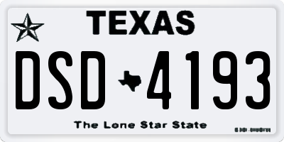 TX license plate DSD4193