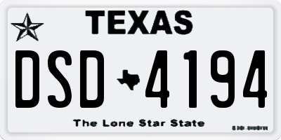 TX license plate DSD4194