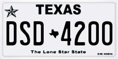 TX license plate DSD4200