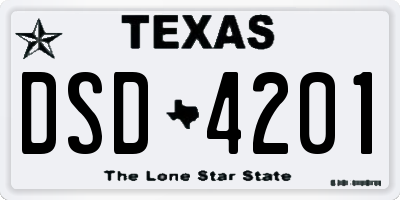 TX license plate DSD4201