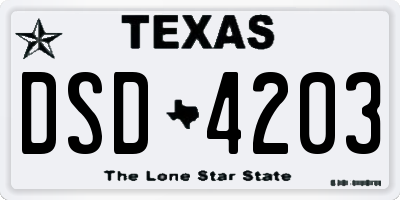 TX license plate DSD4203