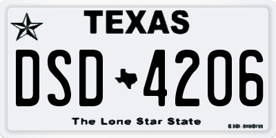 TX license plate DSD4206