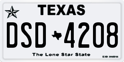 TX license plate DSD4208