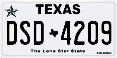 TX license plate DSD4209