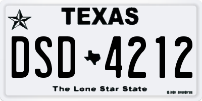 TX license plate DSD4212