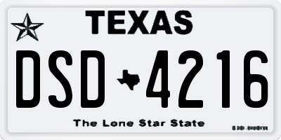 TX license plate DSD4216