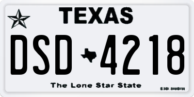 TX license plate DSD4218