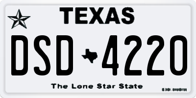 TX license plate DSD4220