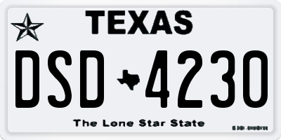 TX license plate DSD4230