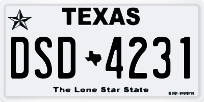 TX license plate DSD4231