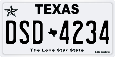 TX license plate DSD4234