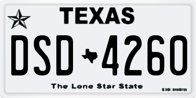 TX license plate DSD4260
