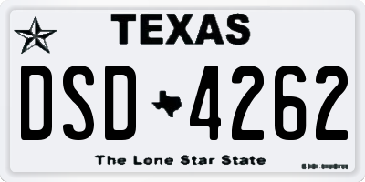 TX license plate DSD4262