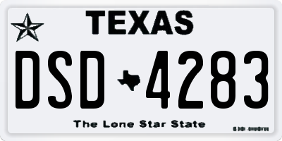 TX license plate DSD4283