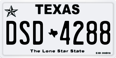 TX license plate DSD4288
