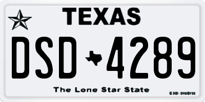 TX license plate DSD4289