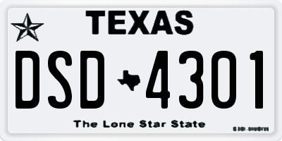 TX license plate DSD4301