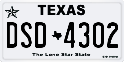 TX license plate DSD4302