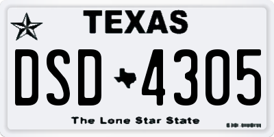 TX license plate DSD4305