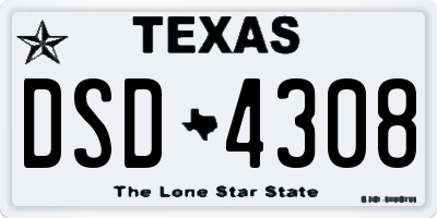 TX license plate DSD4308