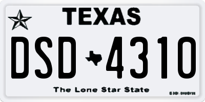 TX license plate DSD4310