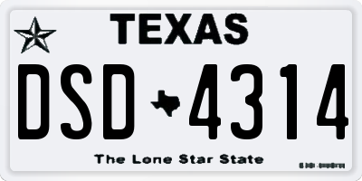 TX license plate DSD4314