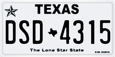 TX license plate DSD4315