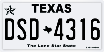 TX license plate DSD4316