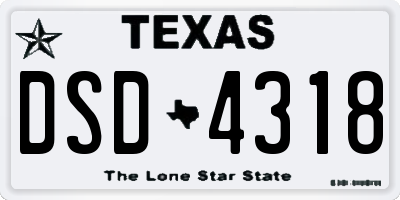 TX license plate DSD4318
