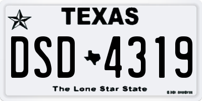 TX license plate DSD4319