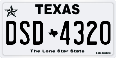 TX license plate DSD4320