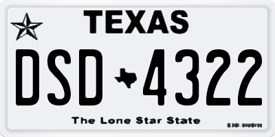TX license plate DSD4322