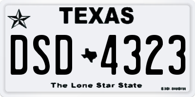TX license plate DSD4323